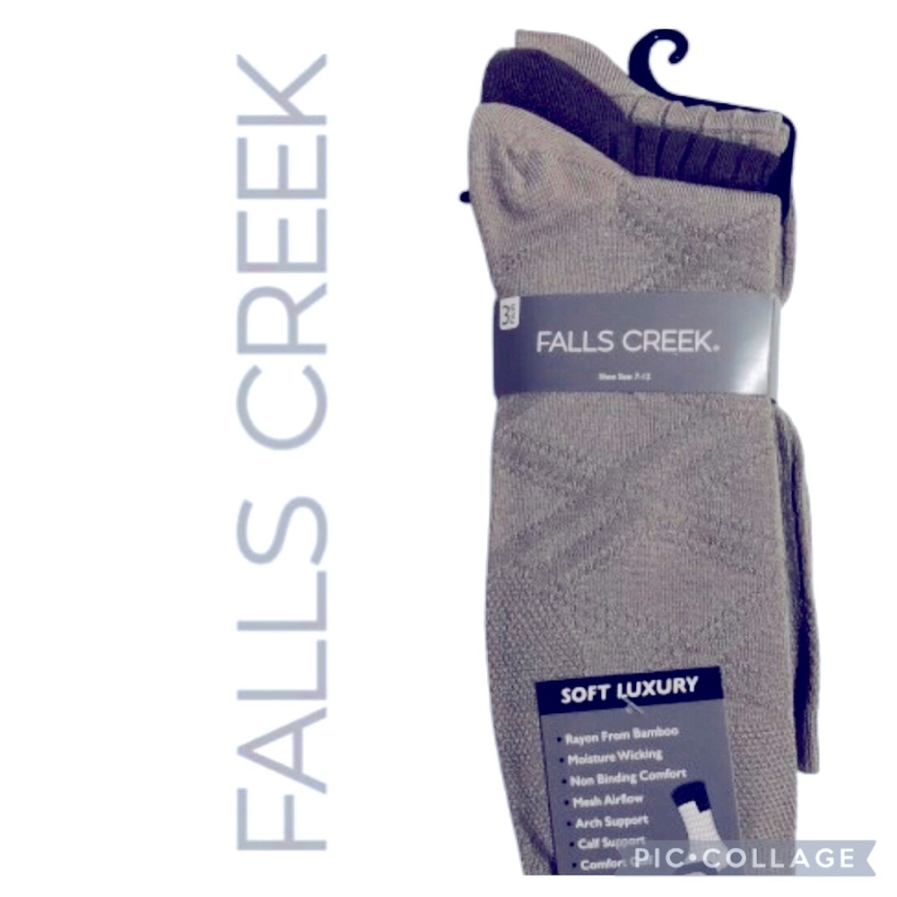 NEW FALLS CREEK Dress Socks 3 PAIRS Shoe Size 7 - 12 Tan & Brown Men’s